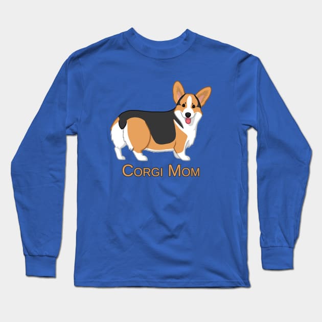 Cute Red Tricolor Pembroke Corgi Dog Mom Long Sleeve T-Shirt by csforest